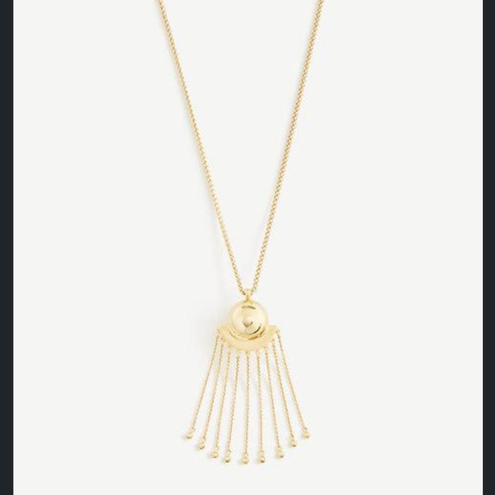 Ann Taylor Long Pendant Necklace Gold Tone